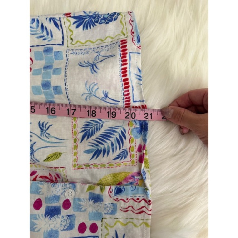 Hester & Orchard -‎ Linen Cotton Blend Cropped Boxy Button Down Tropical Resort - Picture 8 of 8